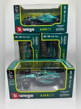 NEW Bburago 1:43 scale die-cast model Aston Martin AMR23 Formula 1 set of 4